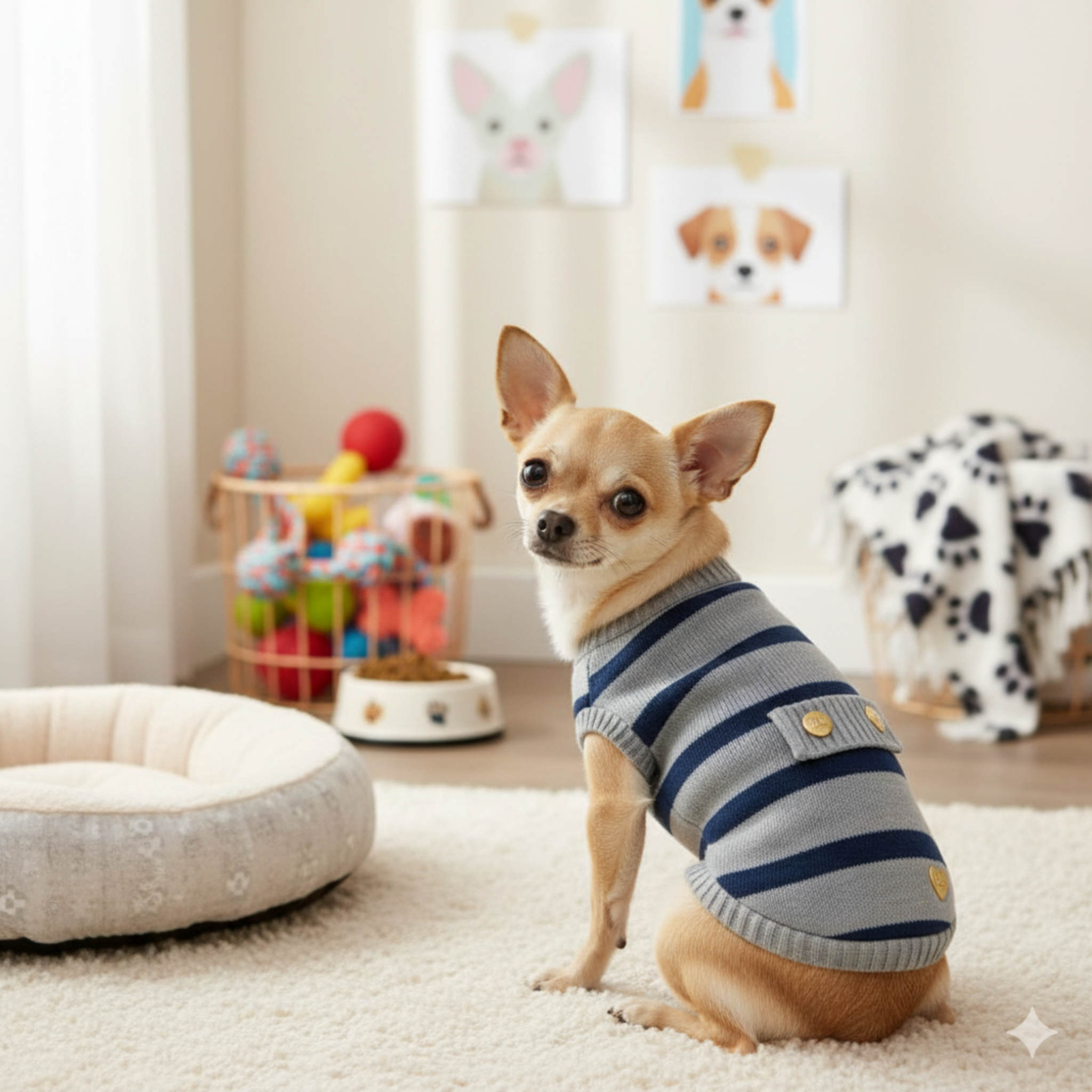 Maglione Lana Merino Classic Stripes per Cani